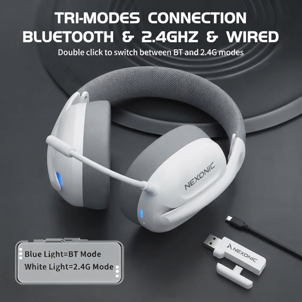 Original NEXONIC L80 Pro Headset Tri-mode Lightweight Wireless Gaming Headset for PC/PS/XBOX