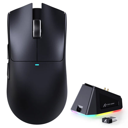 NEXONIC Lightweight Wireless Gaming Mouse with RGB Charging Dock,Tri-Mode-2.4G/USB-C Wired/BT,22K DPI for PC/Mac